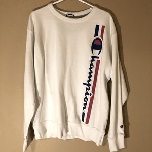 Large White Champion Crewneck Sweater